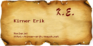 Kirner Erik névjegykártya